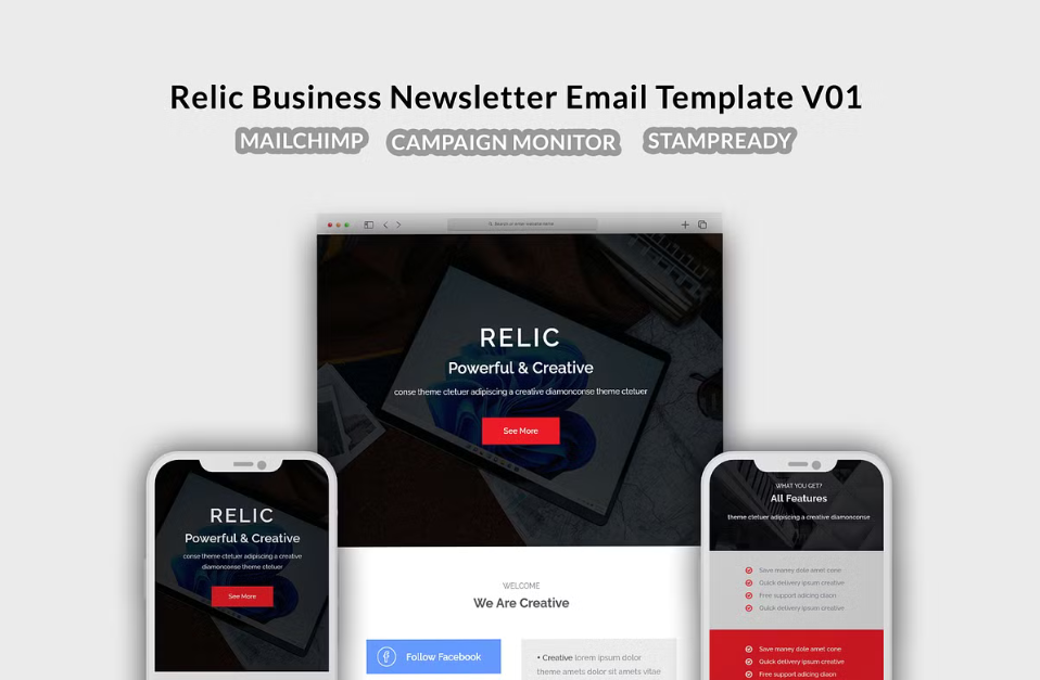 Relic Business Email Newsletter Template - TemplateMonster
