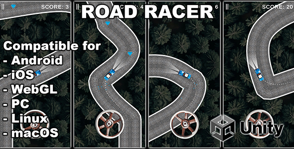 Road Racer - high speed street driving - complete Unity game source code - need for collection