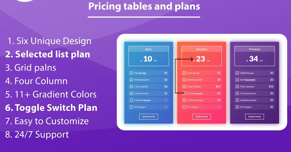 Selector - HTML Pricing Tables and Plans