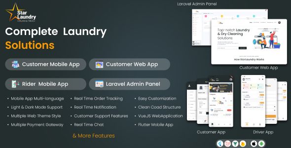 StarLaundry - Complete Laundry Solution  Mobile App | Website | Rider App | Admin Panel image