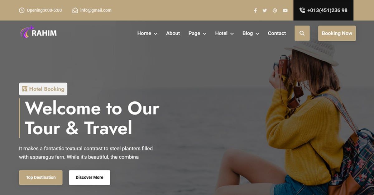 Rahim - Multipurpose Tour & Travel, Hotel Agency HTML5 Website Template