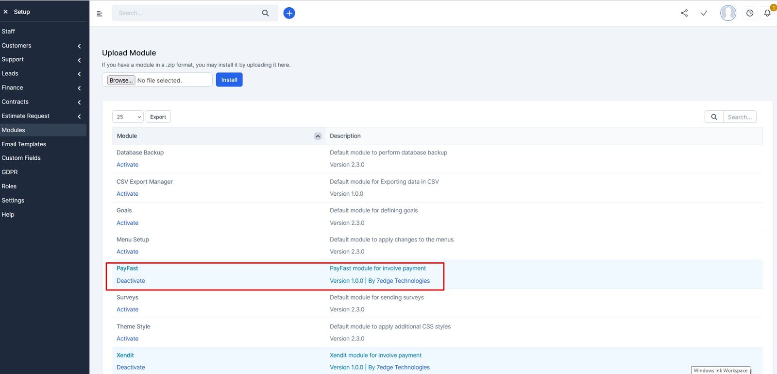 Payfast Payment Gateway Module for Perfex CRM - 1
