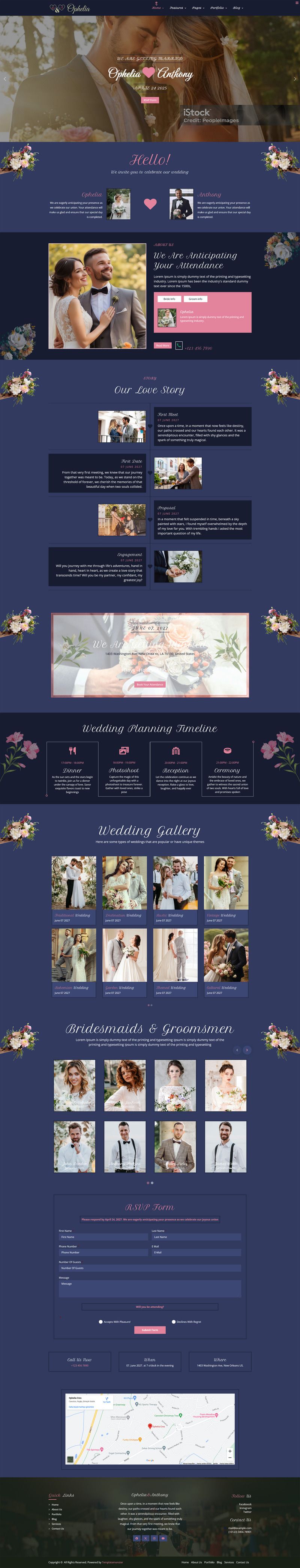 Ophelia Joomla Wedding and Dating Template - Features Image 2
