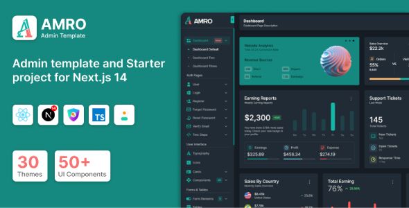 AMRO - Next.js, Tailwind CSS With DaisyUI, Admin Dashboard Template