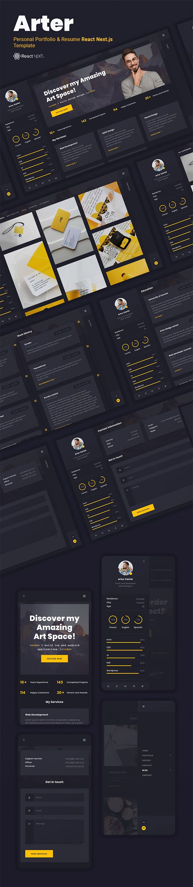 Arter - Personal Portfolio & Resume React NextJS Template - Description 1