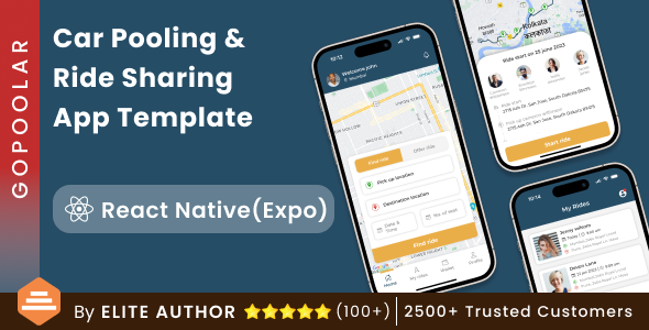 Carpooling App | Bike Pooling App | Ride Sharing App | Car sharing App | React Native | GoPoolar image