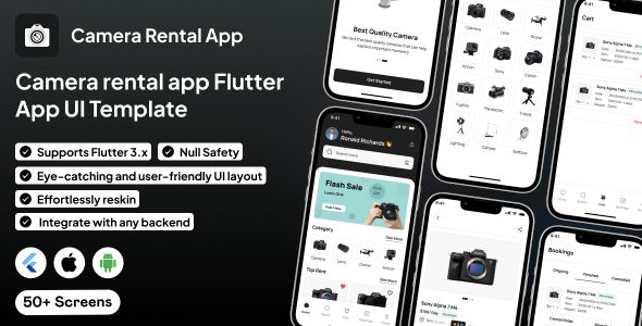ClickRent UI template | Online Camera Rental App in Flutter | CamExchange App Template