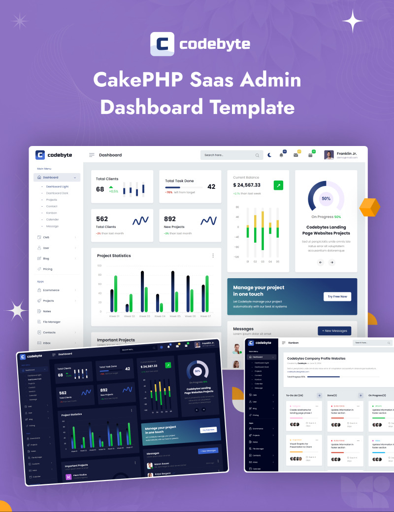 CodeByte – Saas CakePHP Admin Dashboard Bootstrap Template - Features Image 1