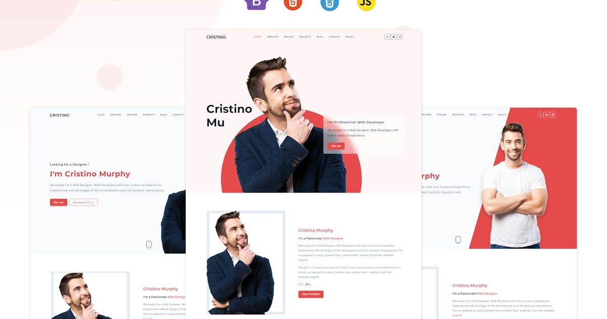 Cristino - Personal Portfolio Template + Dark