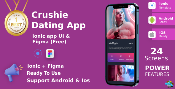 Dating App ANDROID + IOS + Figma (Free) | Ionic | UI Kit | Crushie