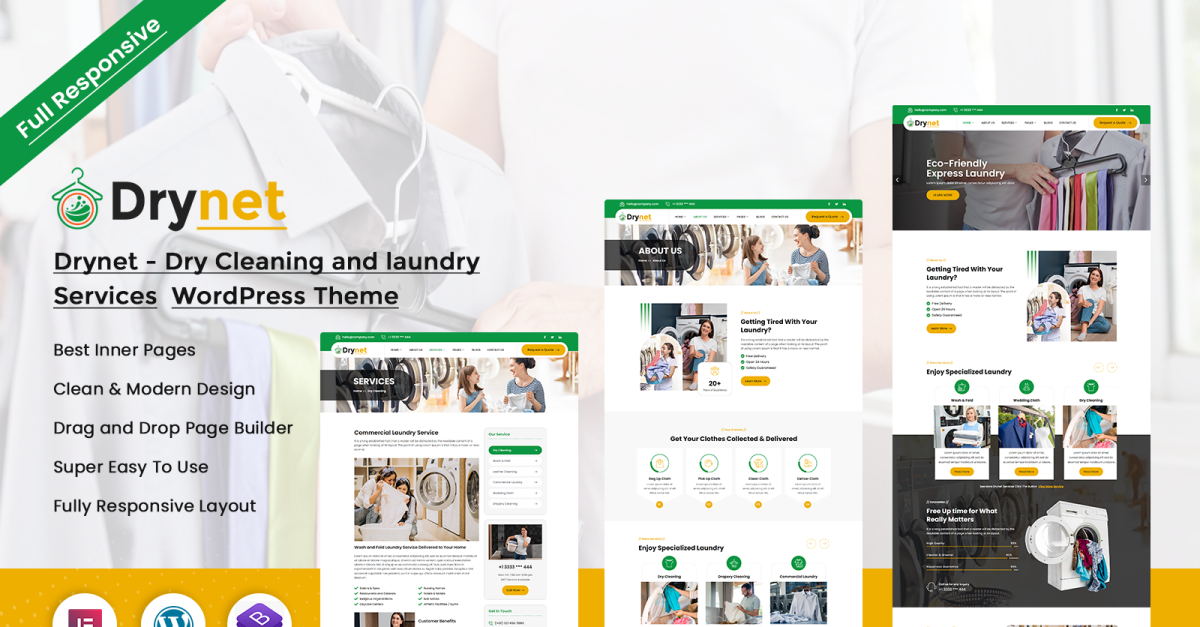 Drynet - Dry Cleaning and laundry Services WordPress Theme