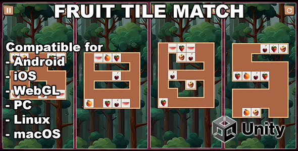 Fruit Tile Match - Unity Puzzle Game For Android, iOS, WebGL. puzznic