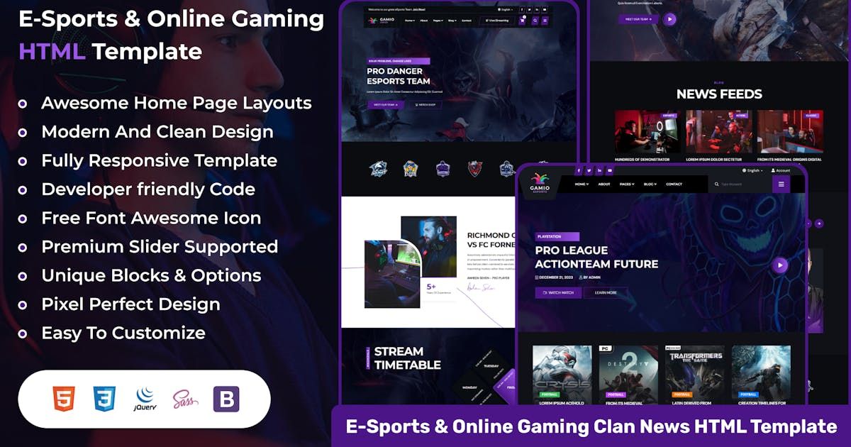 Gamio - eSports & Gaming HTML Template