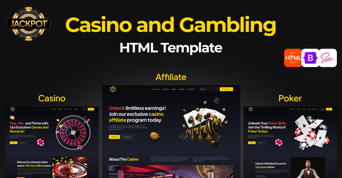 JACKPOT:  Online Casino Affiliate , Gambling and Betting HTML Website Template