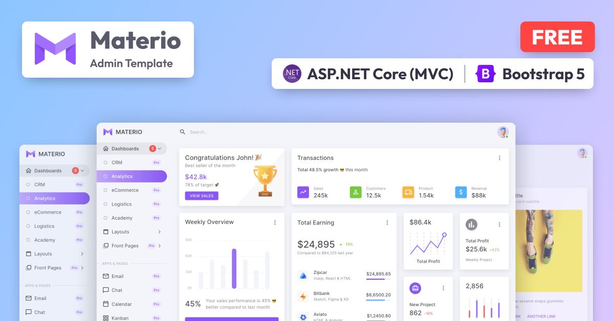 Materio - Free ASP.NET Core MVC Admin Template