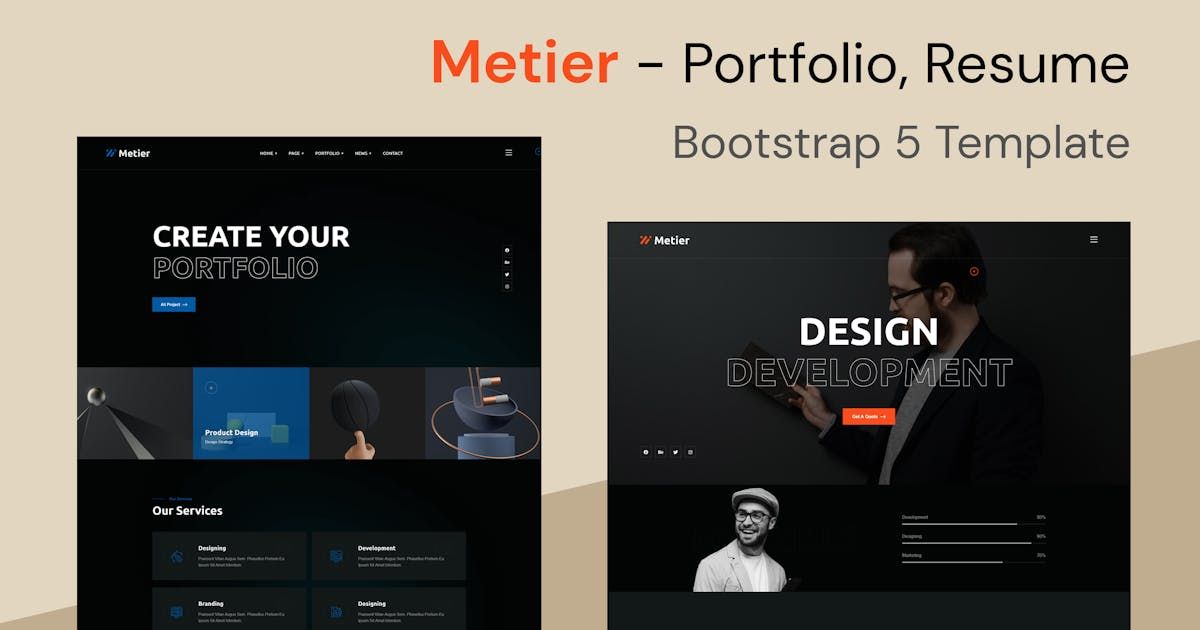 Metier - Portfolio & Resume Bootstrap 5 Template