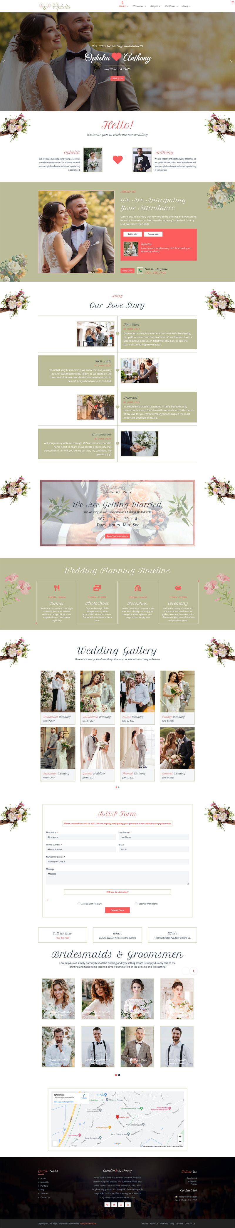 Ophelia Joomla Wedding and Dating Template - Features Image 1