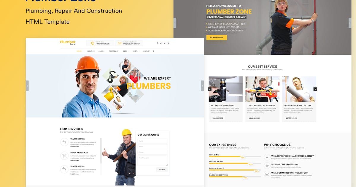 Plumbing, Repair &amp; Construction HTML Template
