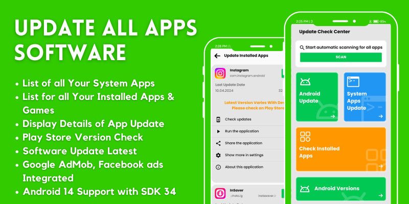 Update All Apps Software with AdMob Ads Android by MJAppsStudio