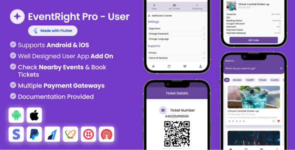 User App for EventRight Pro Event Ticket Booking System image