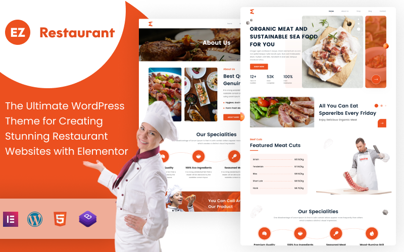 EZ-Restaurant: A Dynamic WordPress Theme for Elevating Your Restaurant Business with Elementor