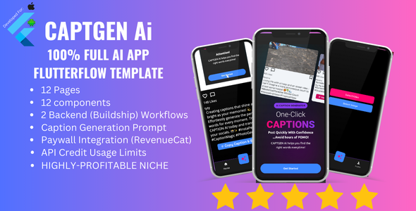CaptGen Ai - Full Ai Flutterflow App Template