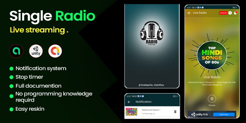 Single Radio Live Streaming Android App by AndroPlaza