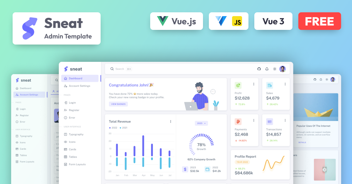 Sneat - Free Vuetify Vuejs 3 Admin Template - Code.market