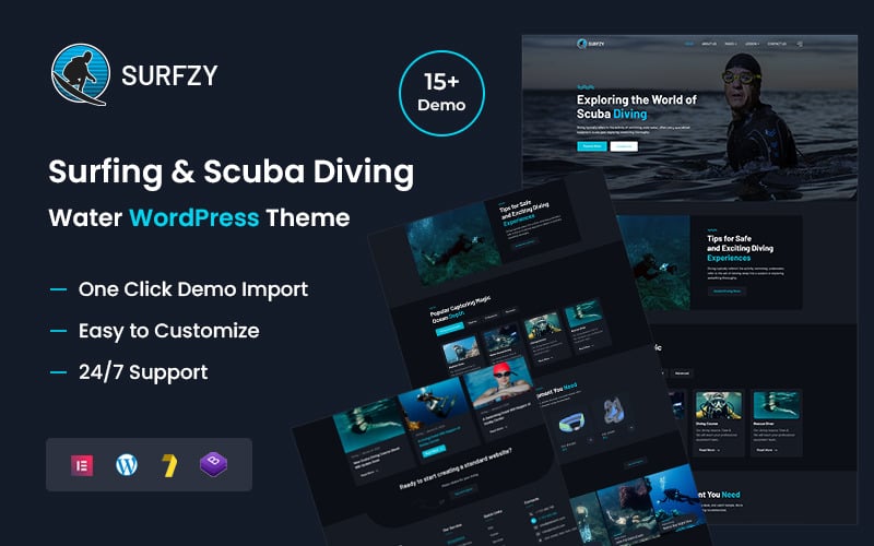 Surfzy – Surfing and Scuba Diving Water WordPress Theme