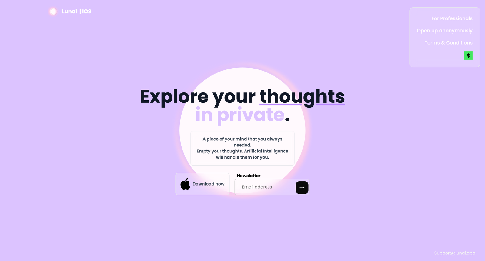 Lunai - AI Privacy-first therapy, on IOS