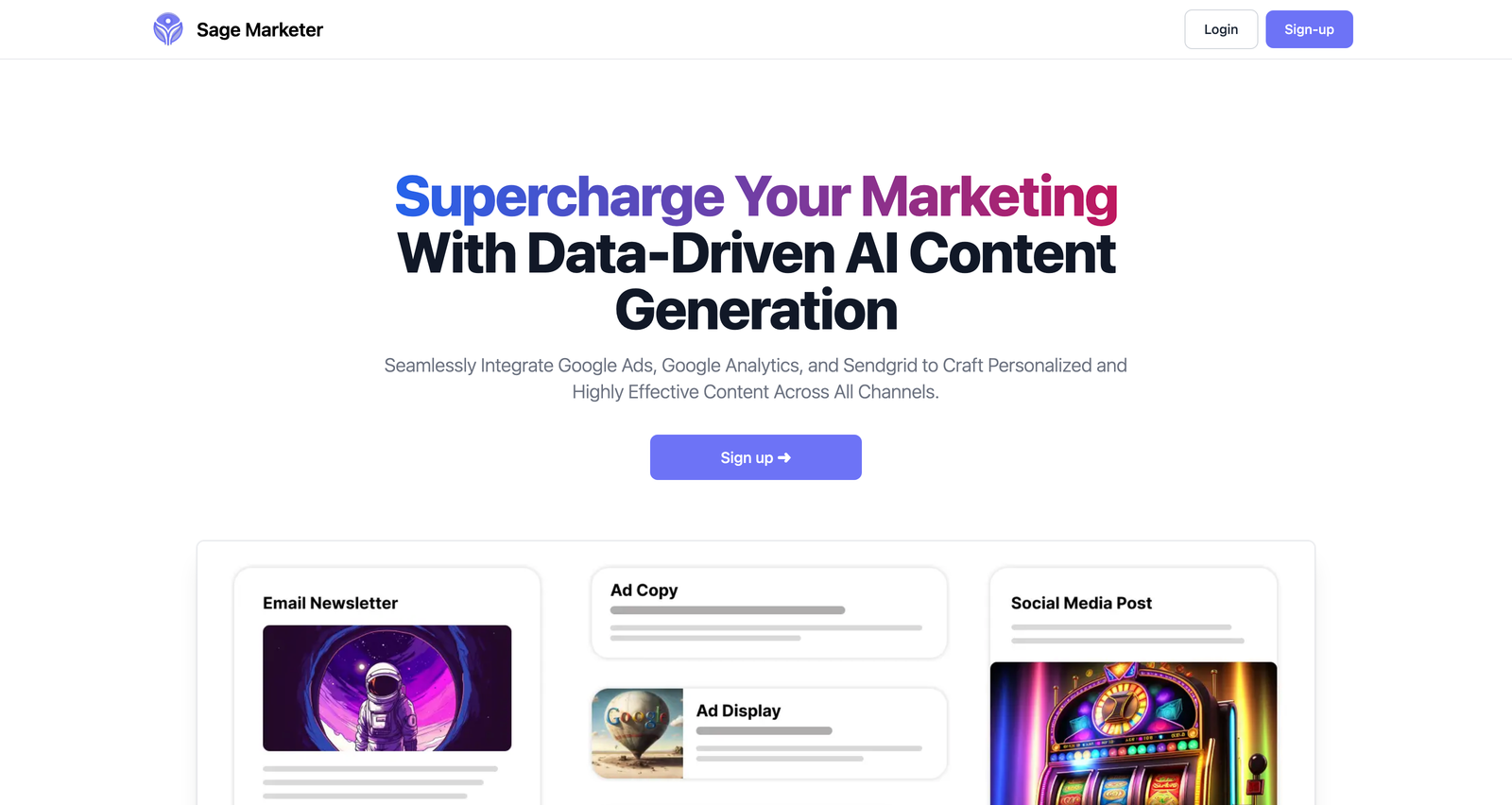 Sage Marketer - AI Tools for Content generation