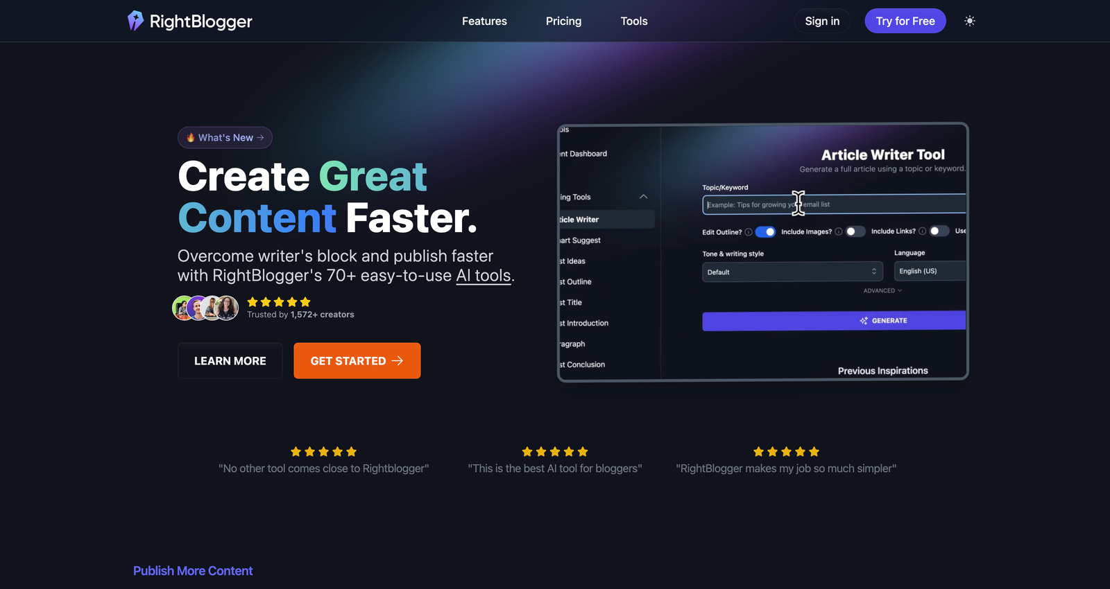 RightBlogger: AI-Powered Content Tools for Creators