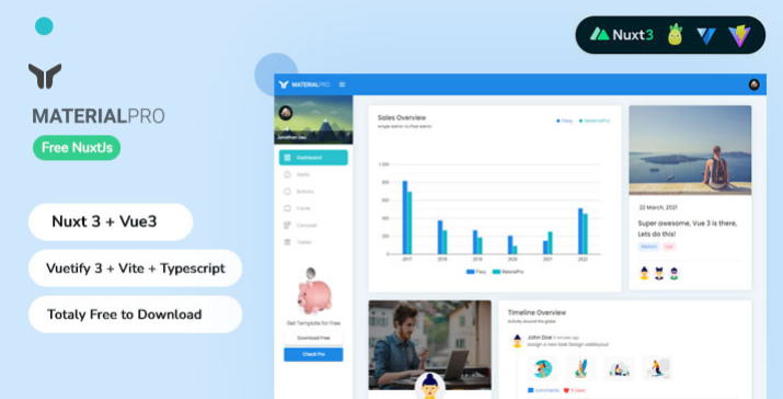 MaterialPro Free NuxtJs  Admin Dashboard Template