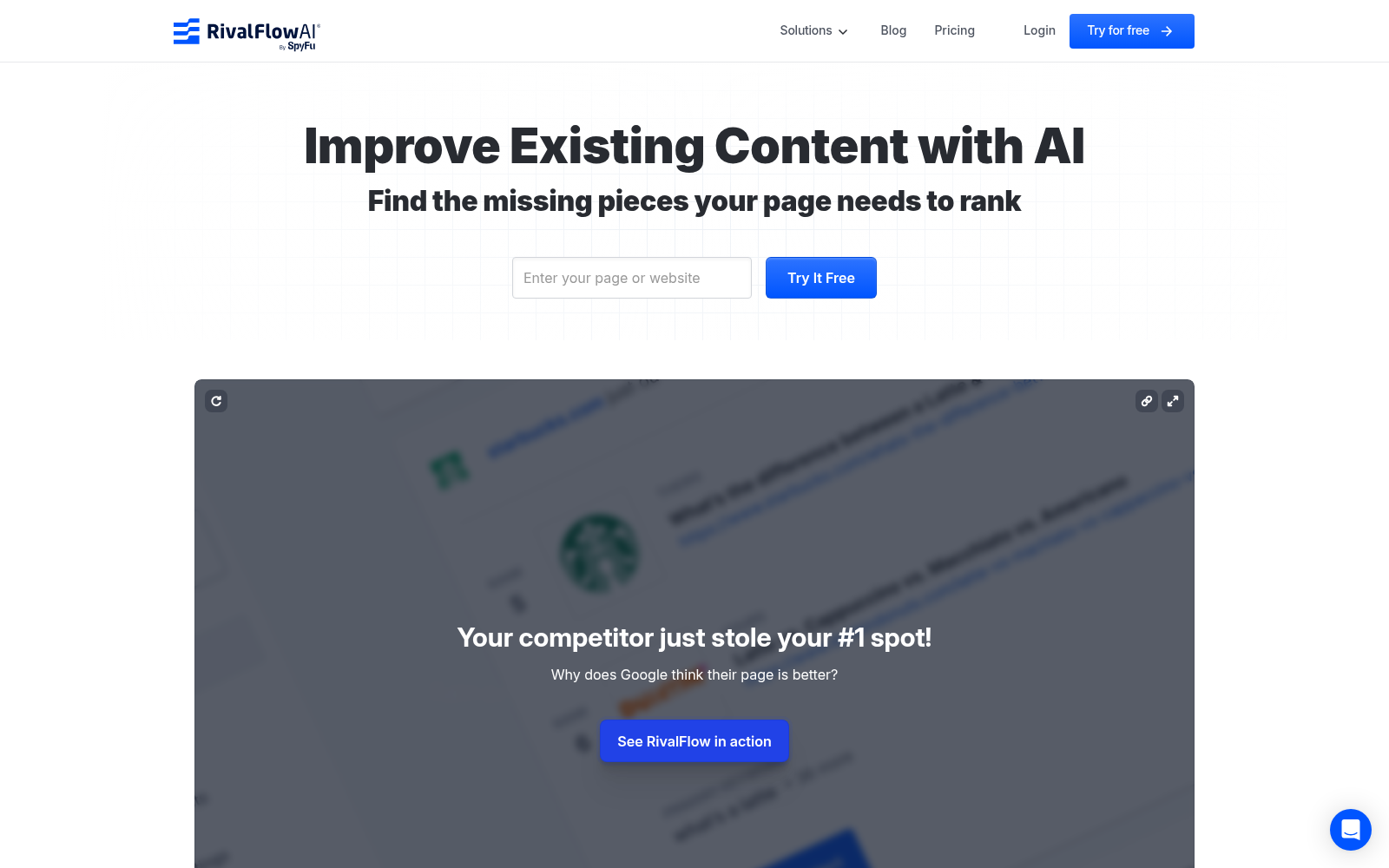 Improve Existing SEO Content with AI | RivalFlow AI by SpyFu