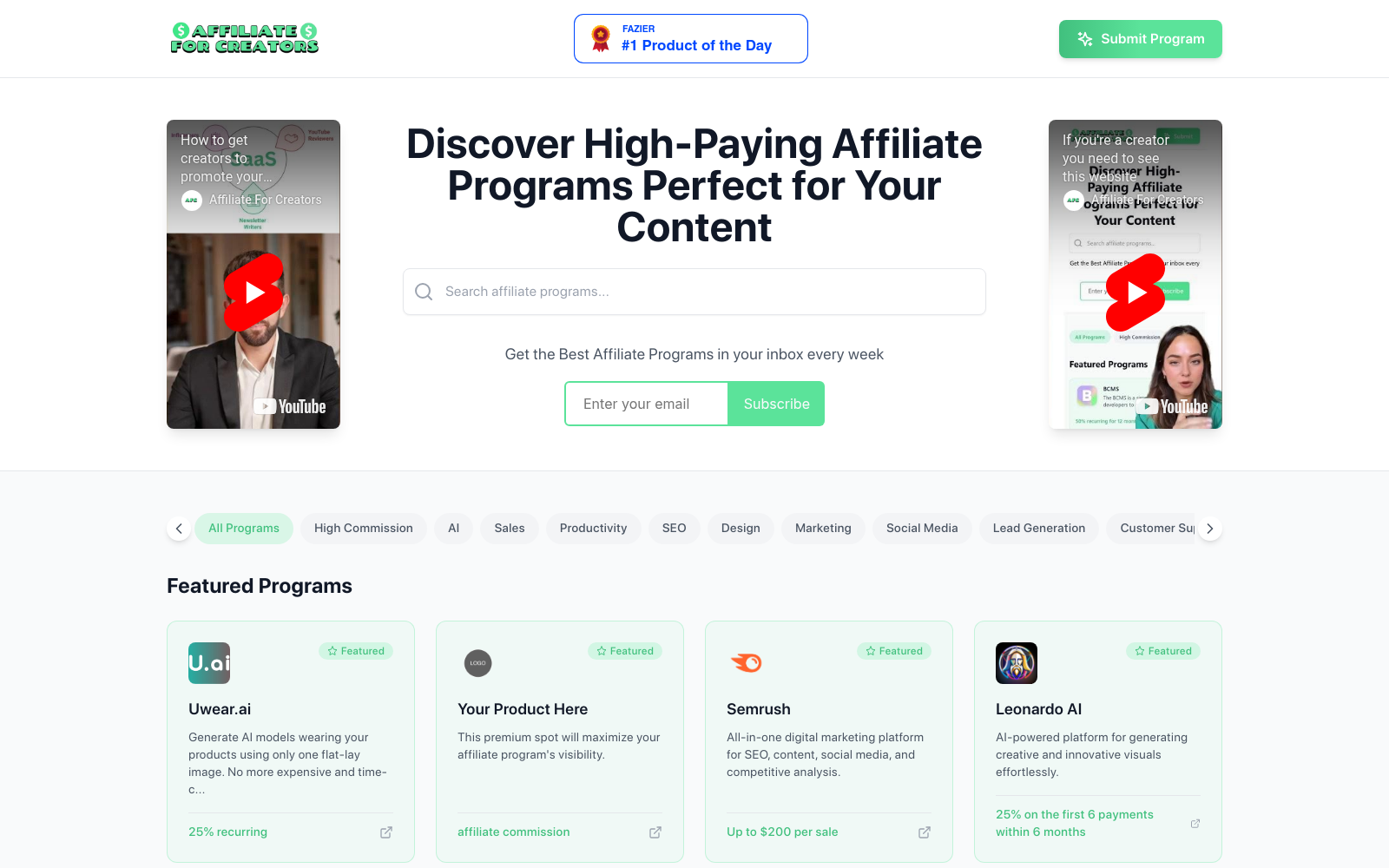 Affiliate for Creators - High-Paying Affiliate Programs for Content Creators